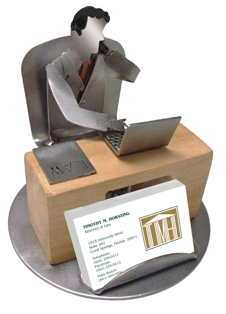 Male Lawyer Silhouette Business Card Holder -  Item #3139