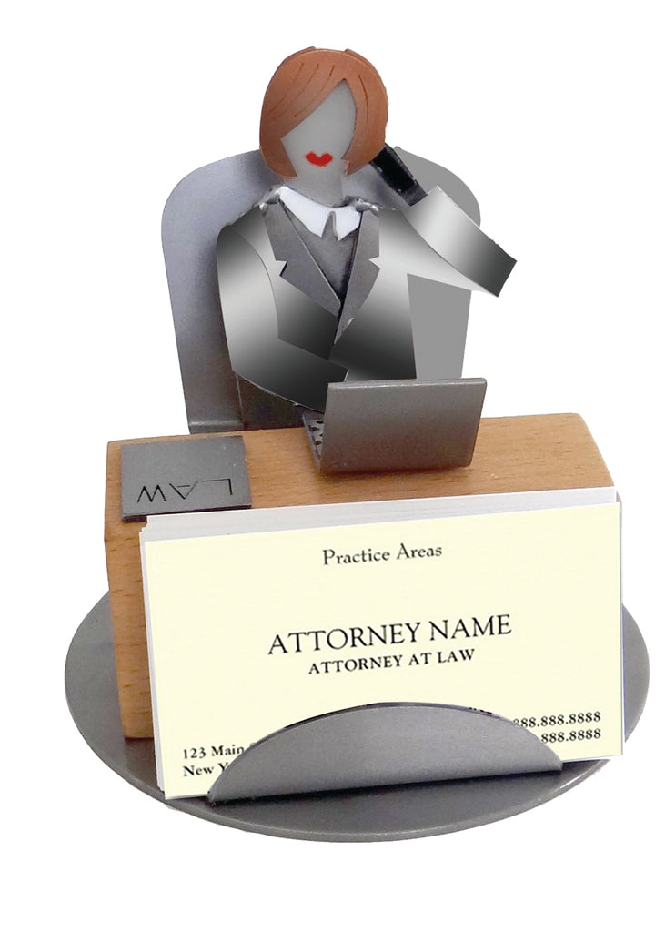 Female Lawyer Silhouette Business Card Holder -  Item #3140