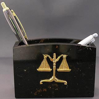 Lawyer Brown Marble Pen Cup - Item #3621