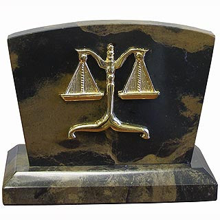 Lawyer Brown Marble  Clock / Letter Holder - Item #3624