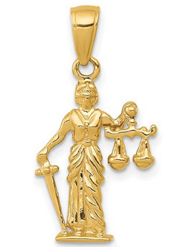 14k 3-D Lady of Justice with Moveable Scales Pendant Item #40001