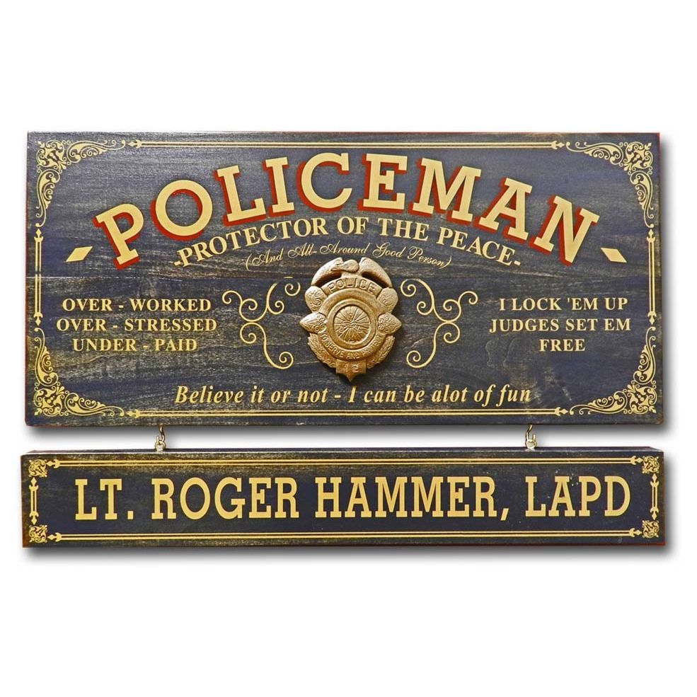 Policeman Wooden Plank Sign - Item #H0038