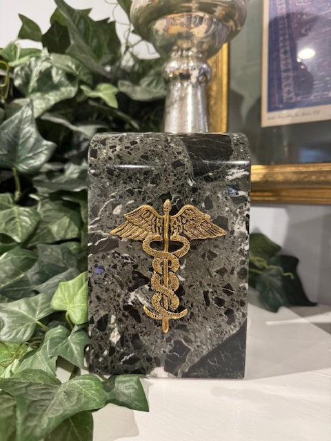 Black Marble Bookends (Caduceus) - Item #0742D