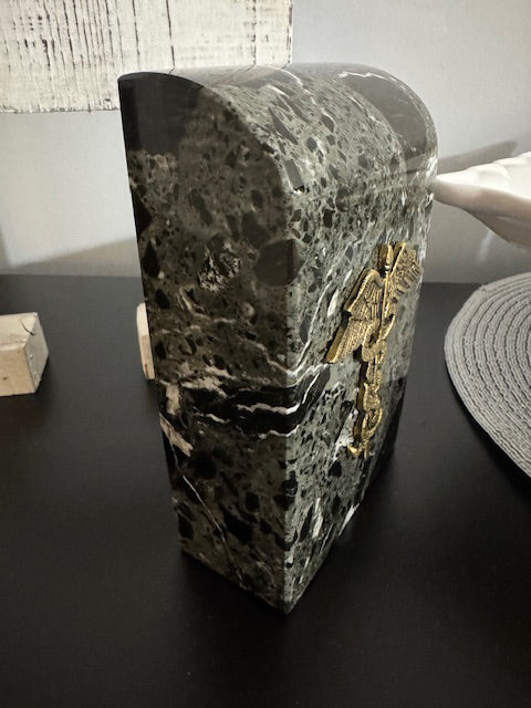 Black Marble Bookends (Caduceus) - Item #0742D