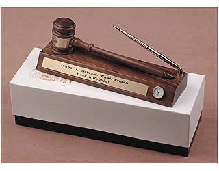Gavel Desk Set with Pen and Clock - Item #0606