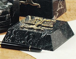 Desk Sets - Set of 3 - Bookends, Clock, and Paperweight (Attorneys) - Item #0746A