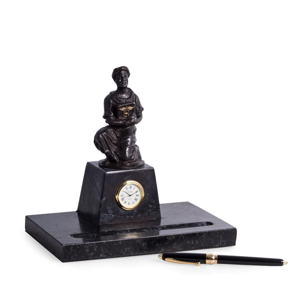 Hippocrates Clock w/Marble Pen Stand  - Item #1932
