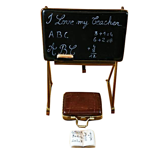 TEACHER'S BLACKBOARD LIMOGES PORCELAIN BOX - Item #1995