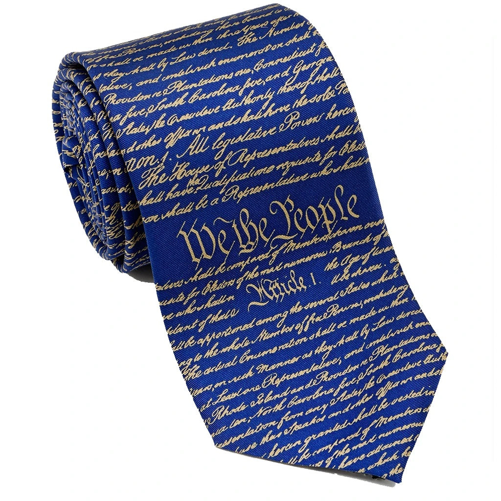 Patriotic & Historical Silk Tie - U.S. Constitution (Red or Blue) - Item #3231, 3229