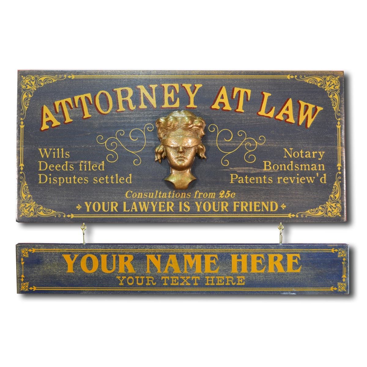 Attorney at Law Wooden Plank Sign - Item #H0051 – For Counsel