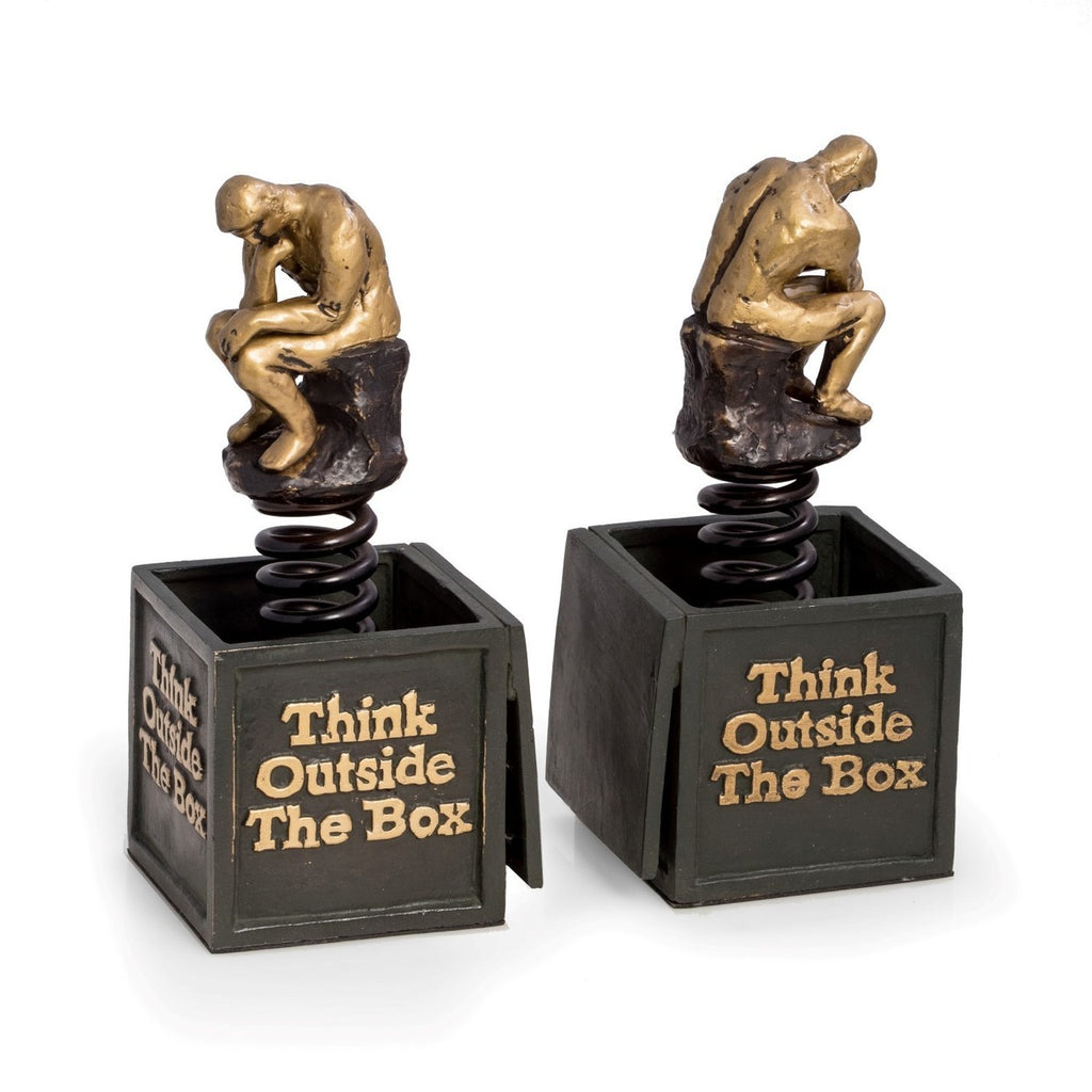 Think Outside the Box Sculpture Bookends- Item #H0069