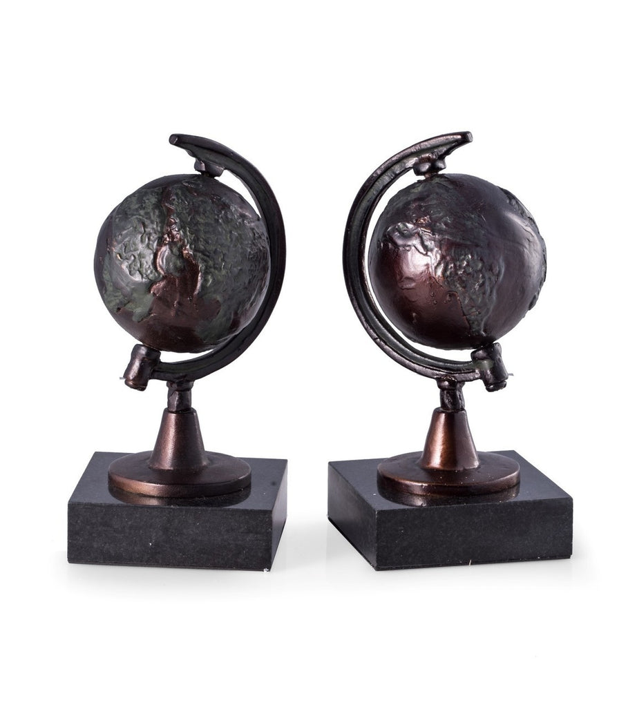 Globe Sculpture Bookends on a Marble Base- Item #H0070