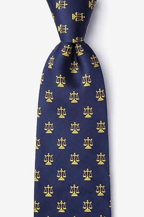 Scales of Justice Navy and Golden Scales Silk Tie - Item #H0095