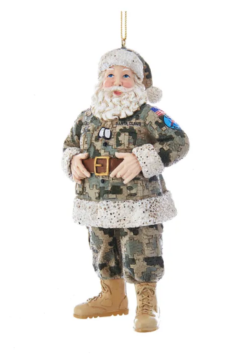 Camouflage Santa Ornament- Item#H0126