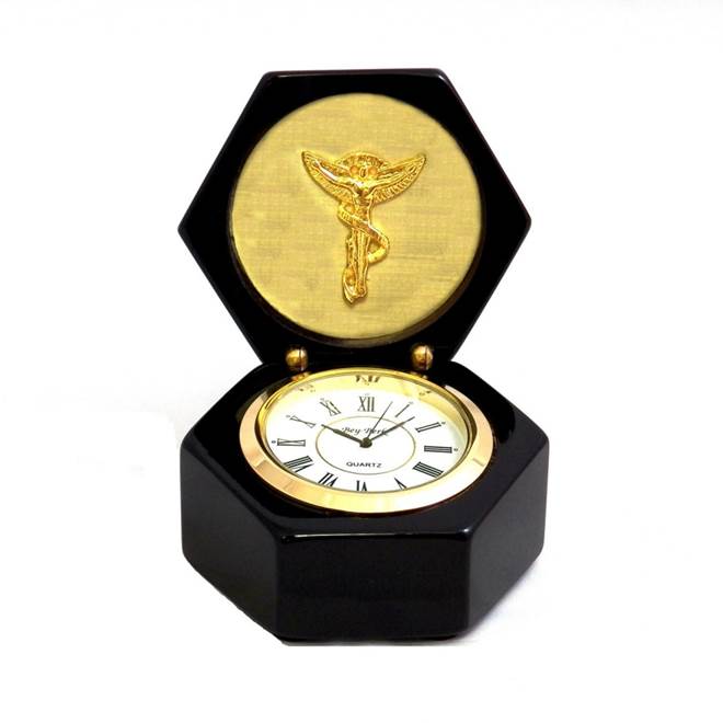 Chiropractor Stanford  Lacquered Ebony Wood Box with Quartz Clock -  Item #3068