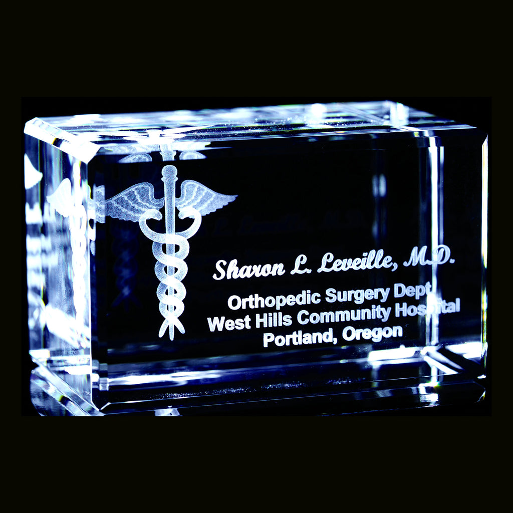 Medical Caduceus or Scales of Justice- 3d Personalized crystal Item# 3711